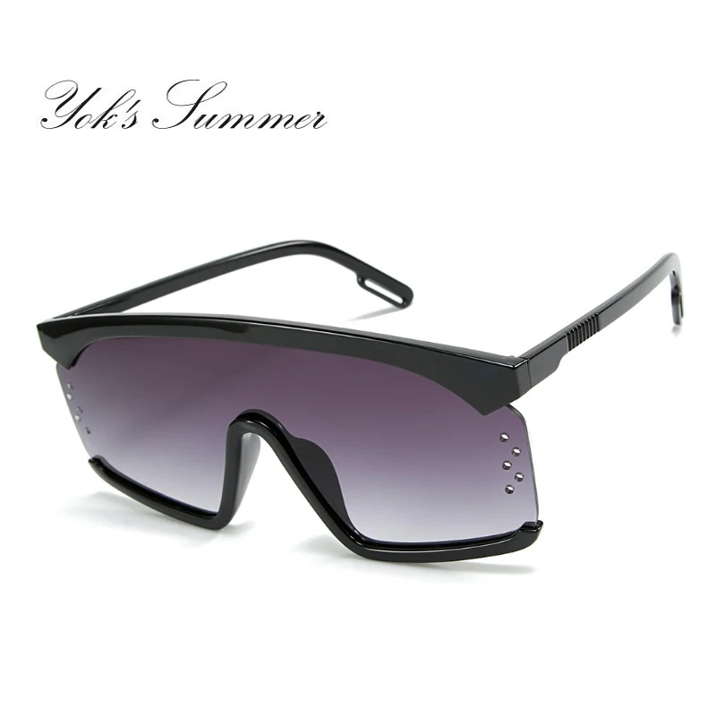 YOK'S Women Pink Oversized Conjoined Sunglasses Vintage Square Semi-Rimless Tint Ocean Lens Flat Top Goggles Sun Glasses WN1298 |