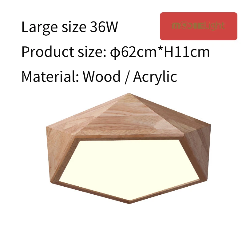 Dia 62cm Mooielight Creative Wood Geometric LED Ceiling Lamps modern living room bedroom aisle ceiling light, Indoor Lighting Fixture - Цвет корпуса: Dia 62cm