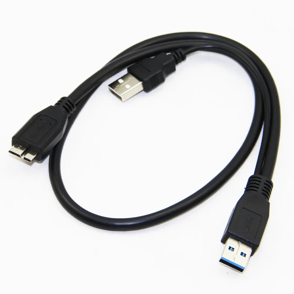 Bochara Micro USB 3,0 с usb-питанием кабель для передачи данных папа-папа Супер Скоростной Y сплиттер 2 в 1 кабель для передачи данных для HDD 60 см 100 см