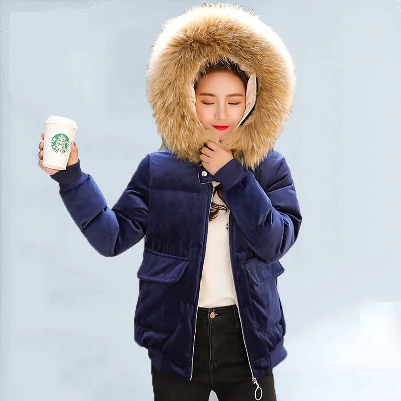 Женское хлопковое пальто с капюшоном короткая плотная куртка парка воротником