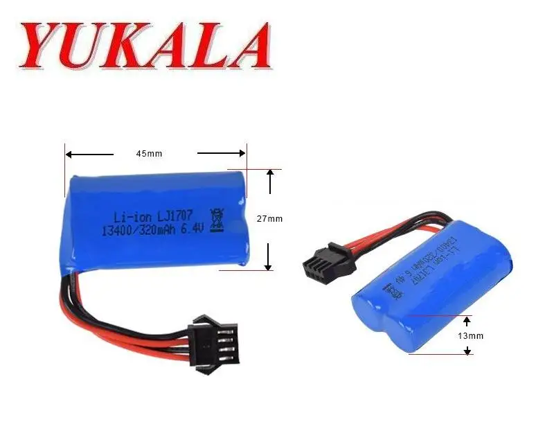

YUKALA 18428-c,18628, 18629 1/18 RC car 6.4v 320mAh Li-ion battery 2pcs