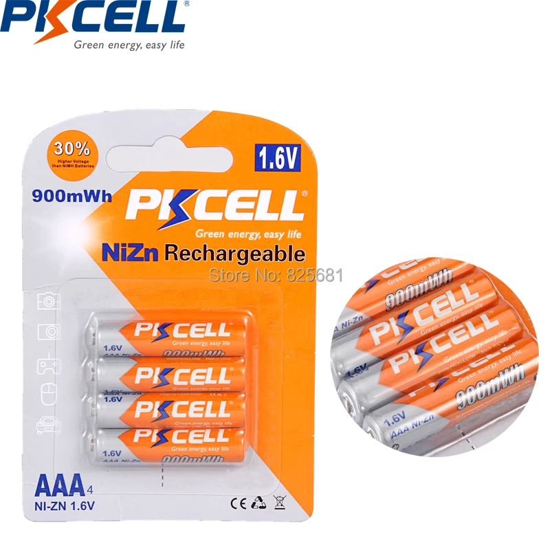 40 шт. pkcell 1 6 в nizn AAA 900mWh Аккумуляторная батарея 3 А батареи высокого качества для