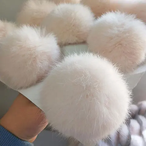 8 см~ 9 см большой помпон из натурального меха DIY брелок для ключей из кроличьей шерсти с помпонами и помпонами, брелок для ключей с подвеской poret clef для DIY кожаного шара - Цвет: Noname Pink