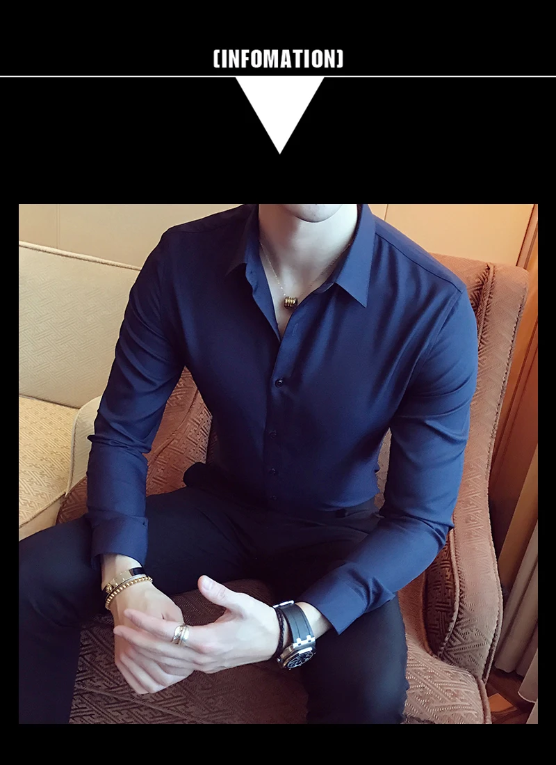 Для мужчин чистый хлопковая рубашка Slim Fit модная одежда с длинными рукавами, повседневные рубашки для работы Для мужчин рубашки Высокое качество Camisas