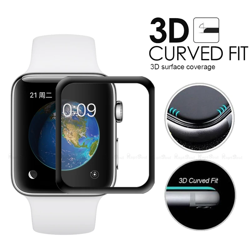 Cyato полное тело закалённое стекло с покрытием для Apple iWatch серии 3 2 1 38 мм 42 покрытие