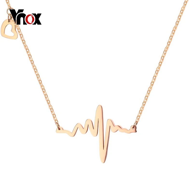 

Vnox Temperament Heart Beat Trace Choker Necklace for Women Stainless Steel Cardiogram Pendant Elegant Lady Party Jewel