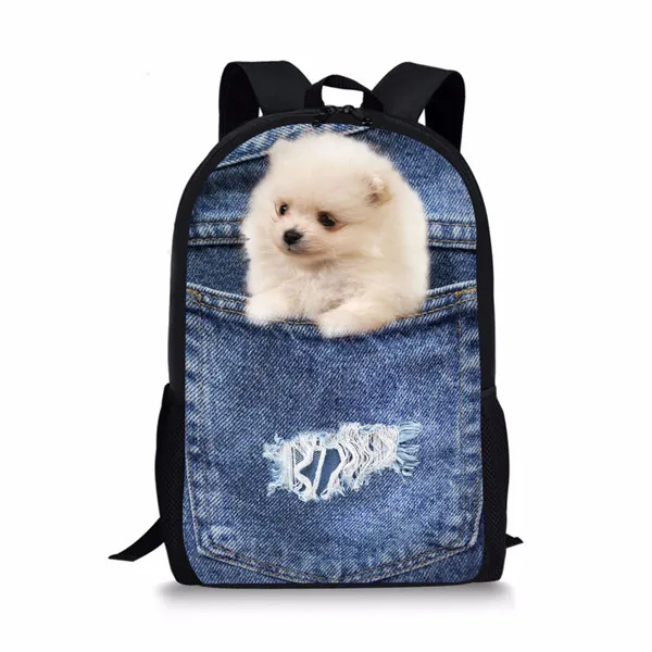 CC1766C Coloranimal милая собака 3D животное кошка школьные рюкзаки для девочек мальчиков синий деним печать рюкзак Детский рюкзак для книг - Цвет: CC1766C