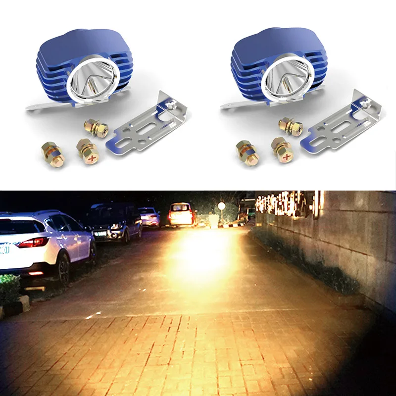 Blue Housing 4300K CNSUNNYLIGHT 2 шт. светодиодный фонарь для мотоцикла 3000K 4300K 6000K светодиодный прожектор для мотоцикла аксессуары точечные Фары Водонепроницаемый - Цвет: Blue Housing 4300K