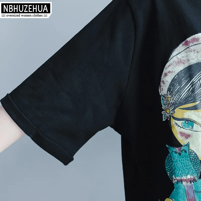 NBHUZEHUA A66 Женская Корейская Харадзюку kawaii футболка большого размера мультфильм