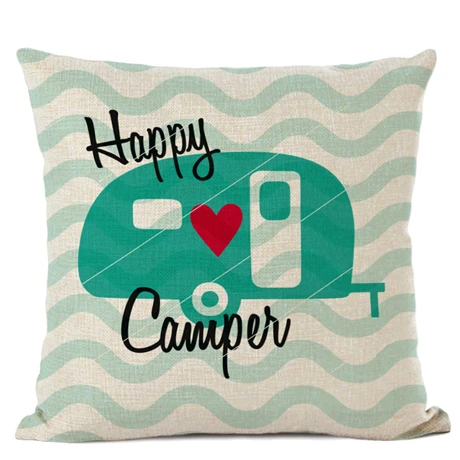 09 Happy Camper наволочка для подушки, декоративные подушки для дома, сада, наволочка, льняные подарки, Cojines Decorativos Para Sof - Цвет: 09