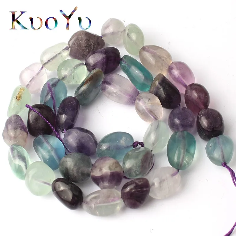 Colorful Fluorite 8-10 мм естественный неправильной формы Амазонит Апатит Ларимар кварц драгоценный камень бусины Свободные каменные бусины для самостоятельного изготовления ювелирных изделий браслет 15" - Цвет: Colorful Fluorite