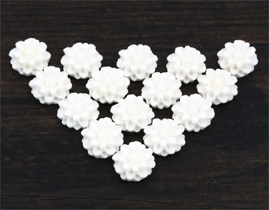 New Fashion 40pcs 12mm White Color Flat Back Resin Flower Cabochons Cameo G7-11 | Украшения и аксессуары