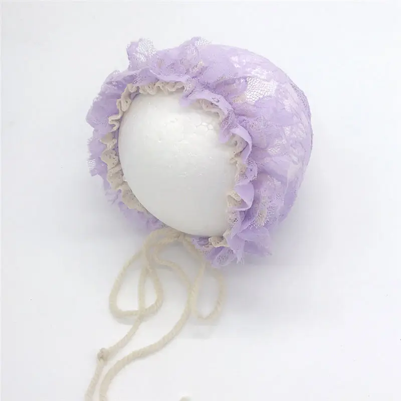 9 Newborn Photography Props Baby Girl Lace Princess Hats Handmade Flower Infant Caps - Цвет: 9