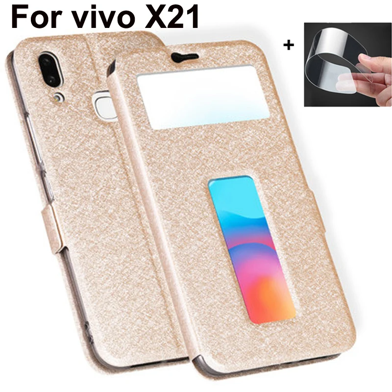Чехол с открытым окном для vivo x21, чехол x21A, чехлы из искусственной кожи, vivox21, флип-кейс, чехол для vivo x 21, задняя крышка x21 A, чехол