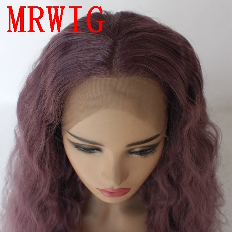 MRWIG 14in короткий Боб кудрявый смешанный фиолетовый синтетический парик фронта