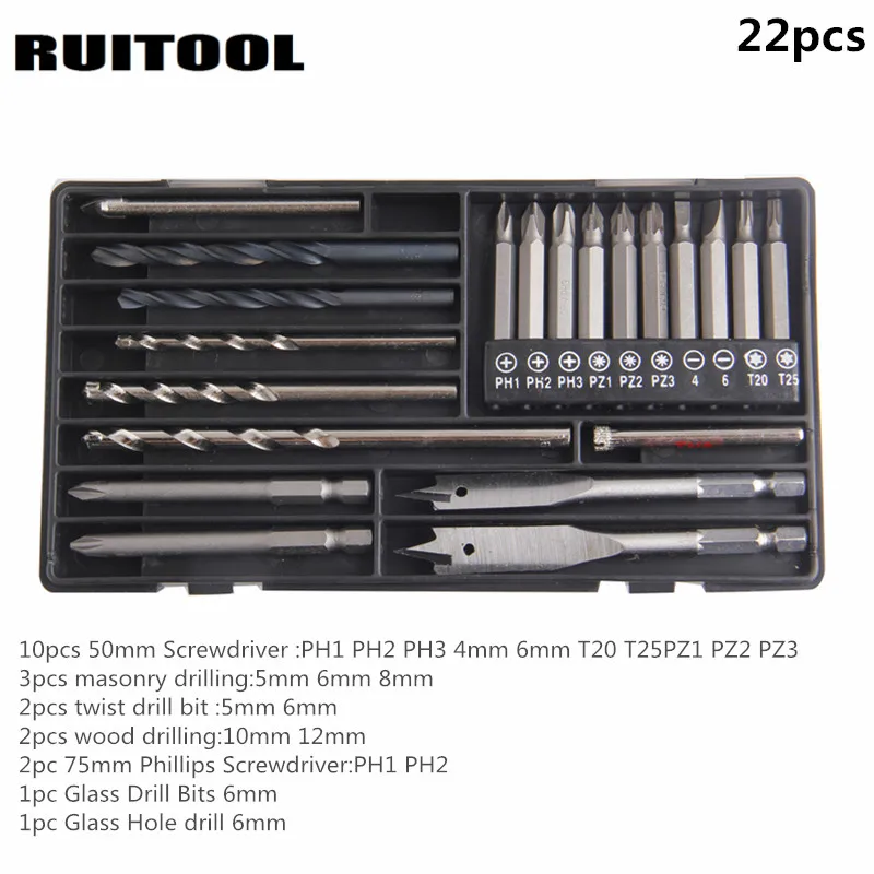 Набор многократных сверл RUITOOL с гнездом гибкий вал 1/4 ''Шестигранная Отвертка