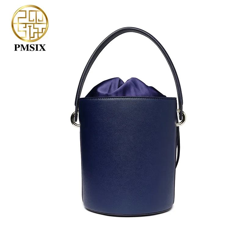 Женские кожаные сумки с вышивкой Pmsix дизайнерские брендовые на плечо синяя сумка