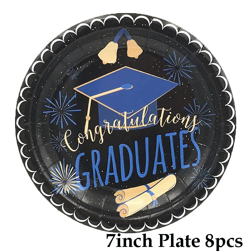 7inch plate 8pcs Вечерние принадлежности для выпускного, столовые приборы, бумажные тарелки, салфетки для стаканчиков, одноразовые столовые приборы, украшения на день рождения, Детские праздничные принадлежности - Цвет: 7inch plate 8pcs