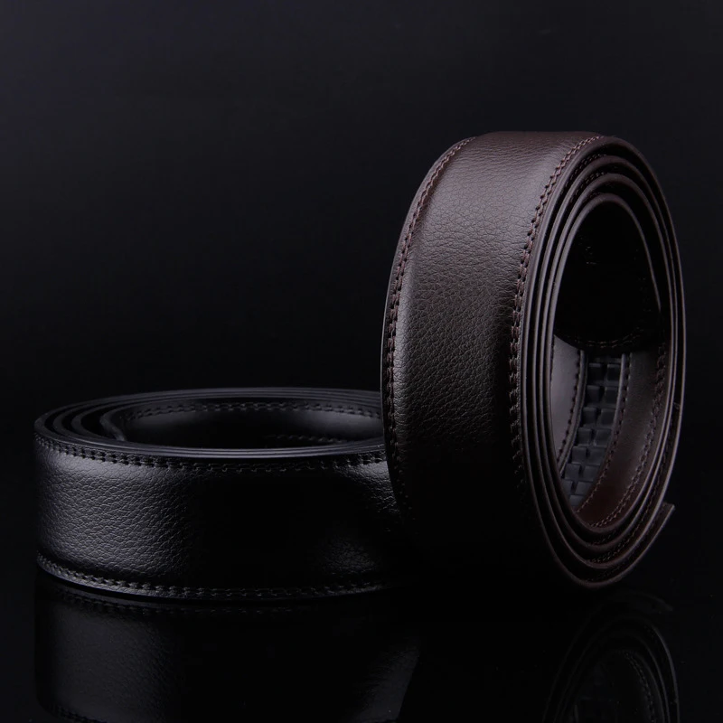 3.5cm Width Leather Belt Men Without Buckle Luxury Brand Designer Mens Belts Luxury Waist Belt Strap Black Brown 110cm-130cm