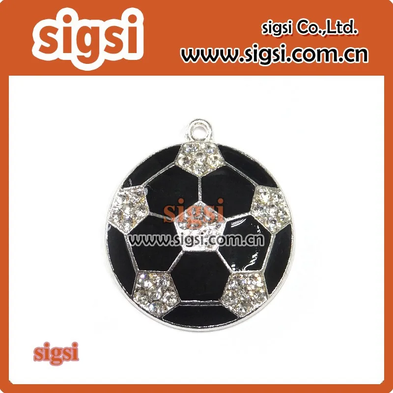 

35mm Crystal football Rhinestone Sport Pendants For Chunky Kids Necklace