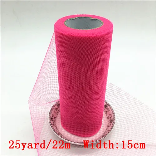 c14 hot pink Блестящие Блестки 25 ярдов 6 дюймов тюль рулон катушки ткань для юбки-пачки Свадебная отделка органзы лазер DIY ремесла день рождения поставки - Цвет: c14 hot pink