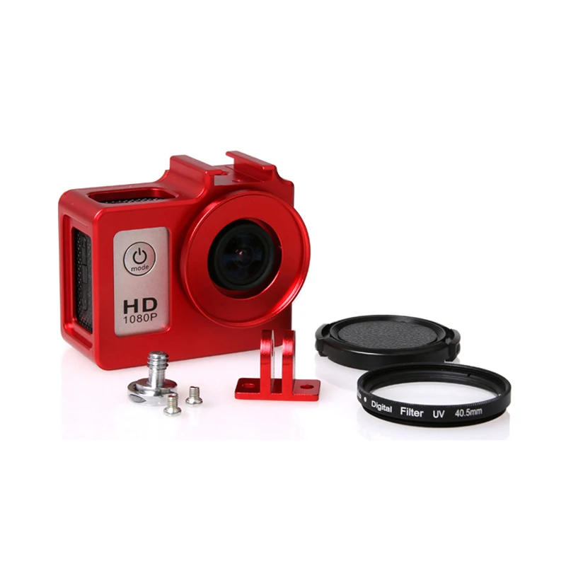 SJCAM SJ4000 чехол Корпус из металлического сплава оболочка+ Лен УФ-фильтр для SJCAM sj7000 sj6000 sj 4000 wifi камера аксессуары - Цвет: Черный цвет