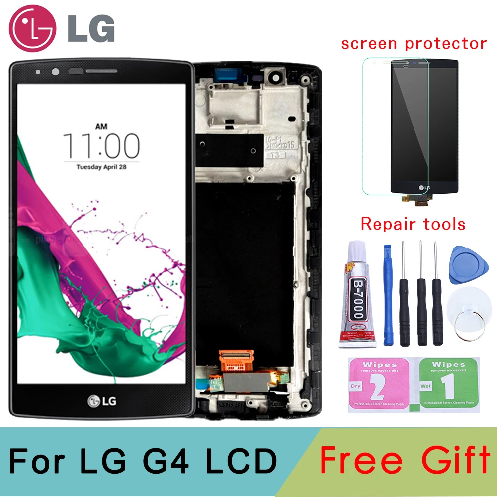 Дисплей для LG G4 ЖК сенсорный экран дигитайзер с рамкой оригинальная 5,5 дюймов H810 H811 двойной H818 черный