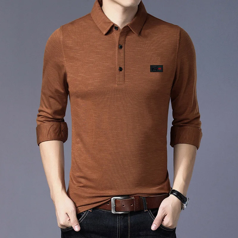 Мужская рубашка поло с длинным рукавом лацканами|Поло| |