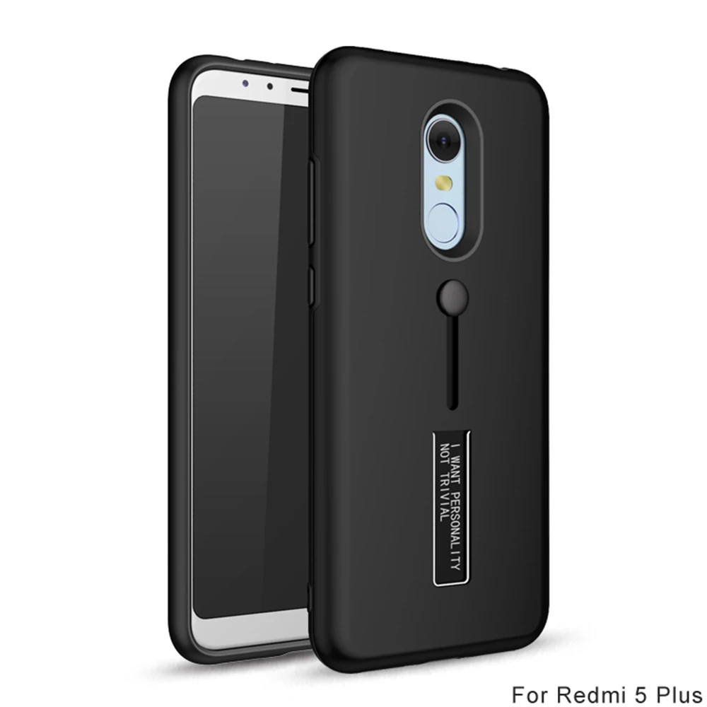 Matte TPU Frosted Silicon Ring Phone Cover For Xiaomi Redmi 5 Plus Case Note 3 4 4X 5A Prime S2 6 6Pro 6A Hide Stand Holder |