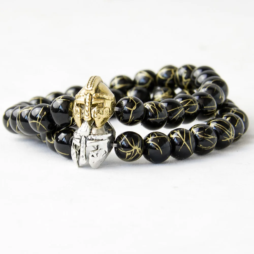 Антикварный мужской Римский Воин Гладиатор Спартанский браслет со шлемом из