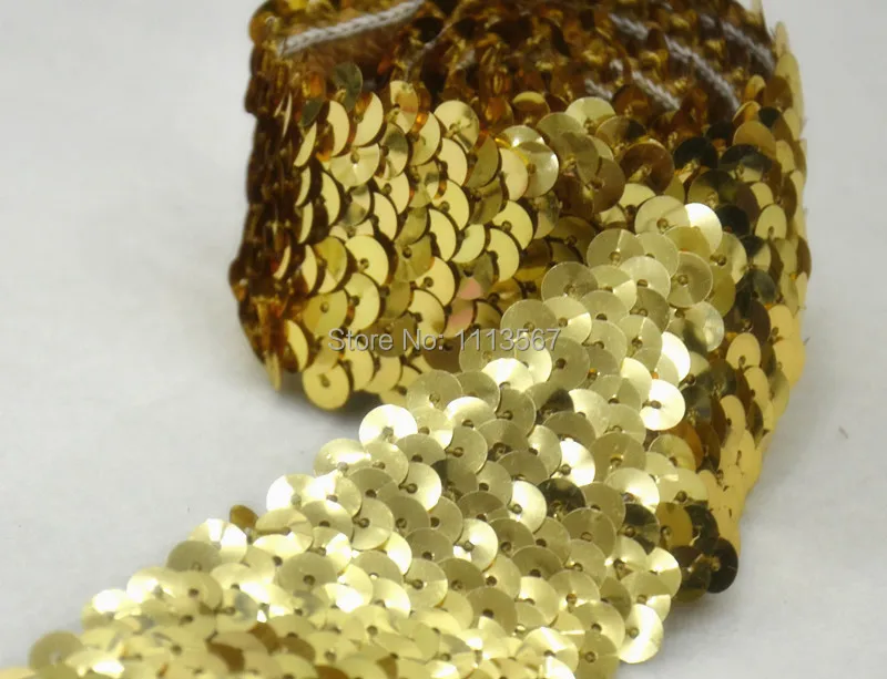 20yard Craft Gold 8 Row Sequin Elastic Trim Braided Bead Decorated Lace Ribbon For Wedding Dress Clothes t360 | Дом и сад