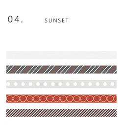 04 sunset 5 шт./компл. Kawaii милые сетки полосы Васи клейкие наклейки Скрапбукинг Маскировочная лента школьные принадлежности пули журнал Papeleria sl1852 - Цвет: 04 sunset