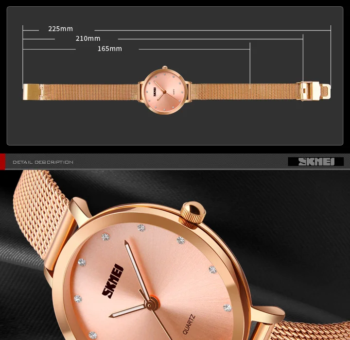 SKMEI мода Montre Femme женские часы розовое золото браслет из нержавеющей стали часы женские роскошные кварцевые наручные часы женские часы
