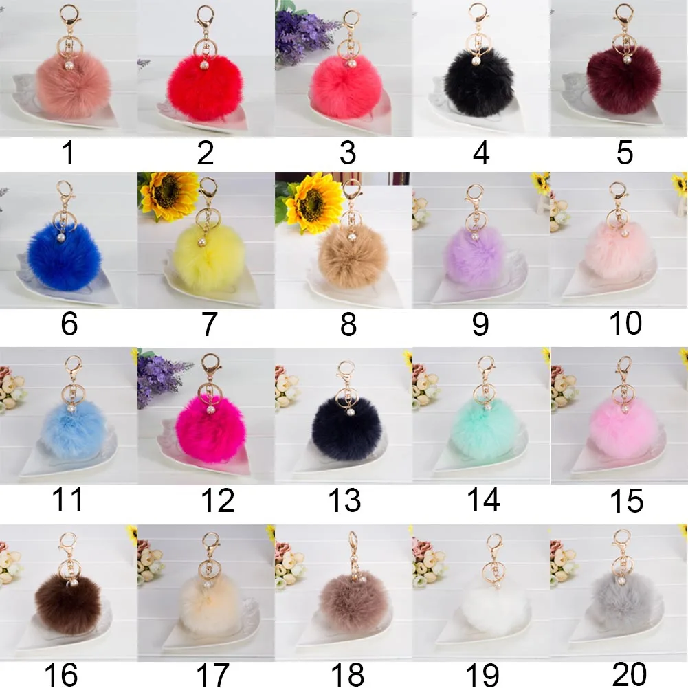 Новые милые брелки для ключей женщин металлическое кольцо плюшевый шар брелок из
