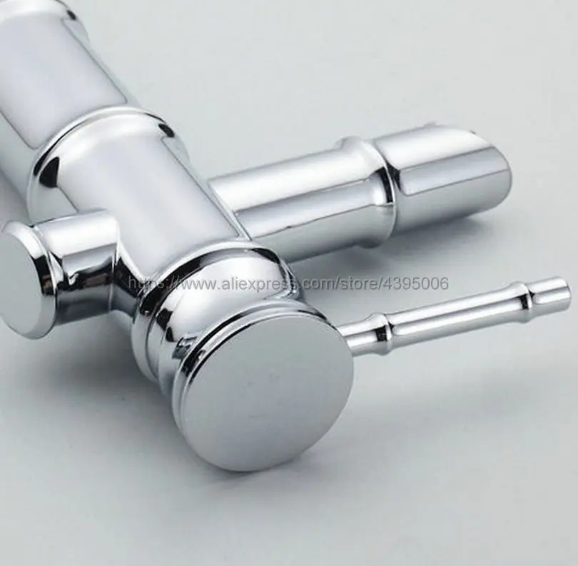 Полированный хромированный смеситель для раковины ванной комнаты бамбуковый с