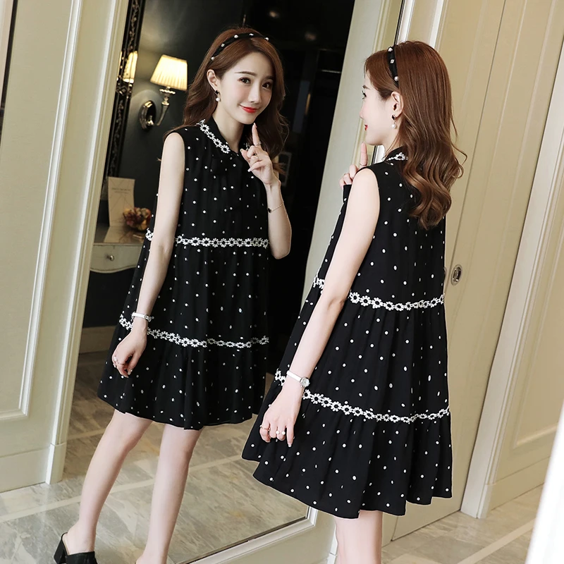 2018 летнее платье для беременных женщина в милый горошек большой Размеры платья