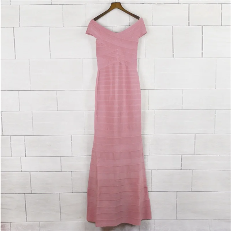 New Fashion Long Bandage Mermaid Dress HL Rayon Sexy Off The Shoulder V Neck Celebrity Evening Party Women Dresses Bodycon | Женская