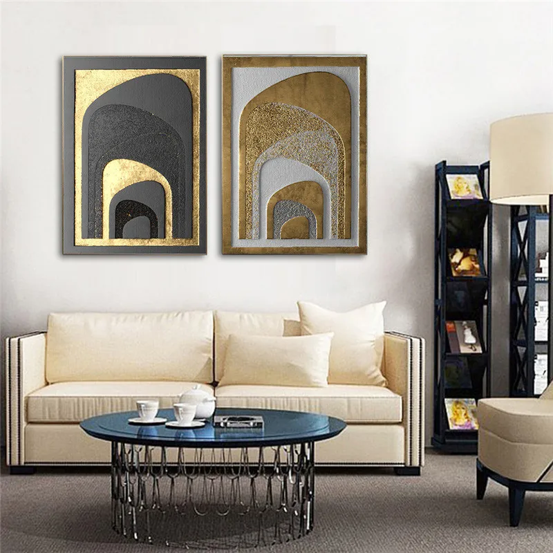 Золотой роскошный абстрактный винтажный скандинавский домашний настенный