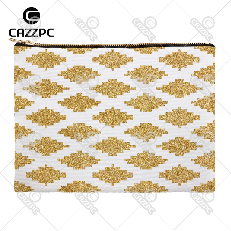 Золотая Яркая блестящая стеганая клетчатая Геометрическая Холщовая Сумка с