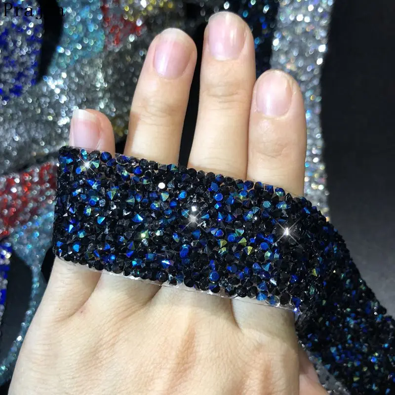 3cm picture color Prajna стразы камни и кристаллы цепочка 1 ярд Стразы для одежды орнамент Пришивные аппликации сумка для телефона 1,5 см/3 см - Цвет: 3cm picture color