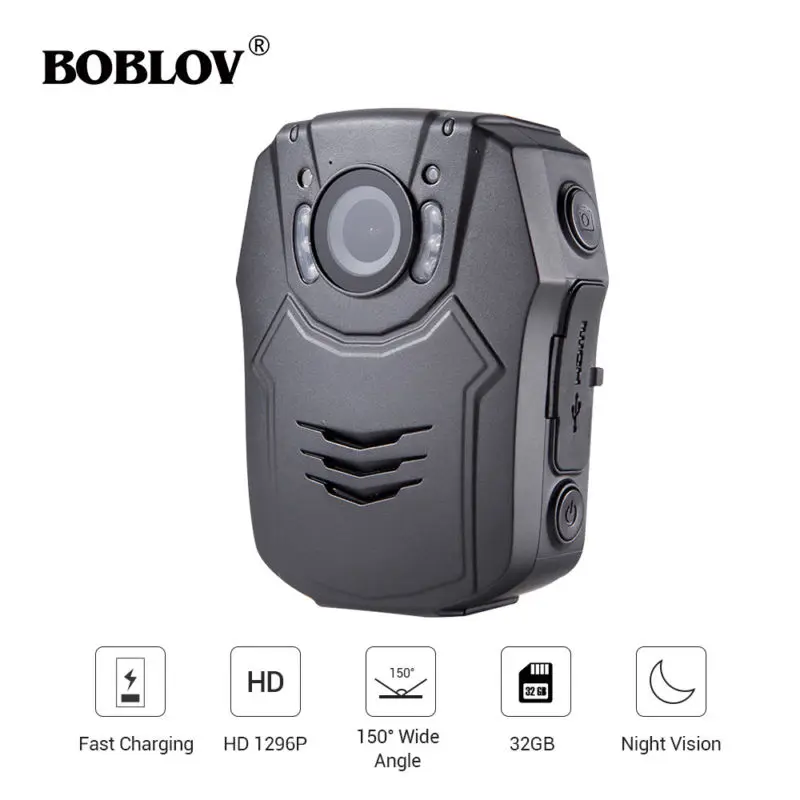 BOBLOV PD50 HD 1296P ИК Ночное Видение Быстрая зарядка нательная камера безопасности