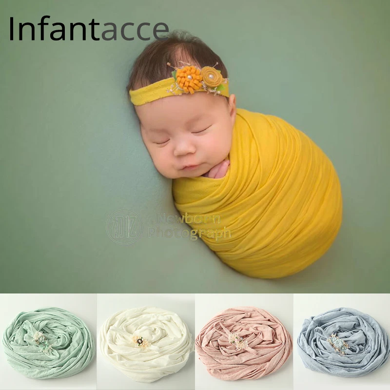 

Newborn Photography Props wrap+headband cotton prop filler Baby Swaddle stroller blanket Baby Photo Props knit Wraps Hammock