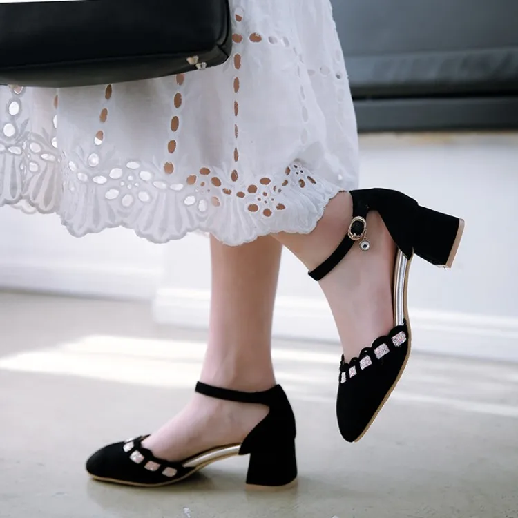 Big Size 11 12 13 14 15 16 17 high heels sandals women shoes woman summer ladies Baotou thick heel one-word buckle bag | Обувь