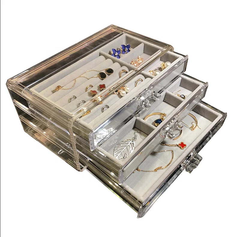 Акриловый ящик для хранения ювелирных изделий косметический Органайзер