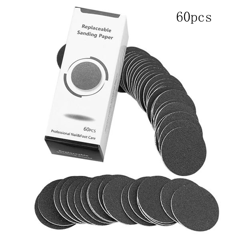 60 pcs Replacement Sandpaper Discs Pads For Electric Foot File Callus Remover Pedicure Tool|Пилки для ног| |