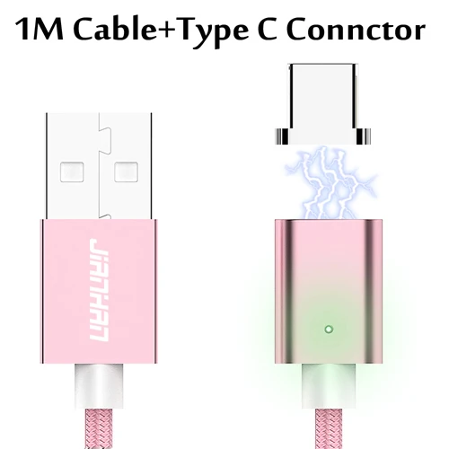 Rose Gold Type C 2 в 1 Магнитный USB кабель для Android Micro type C Разъемы адаптер для зарядки данных зарядное устройство USB C для Xiaomi samsung huawei - Цвет: Rose Gold Type C