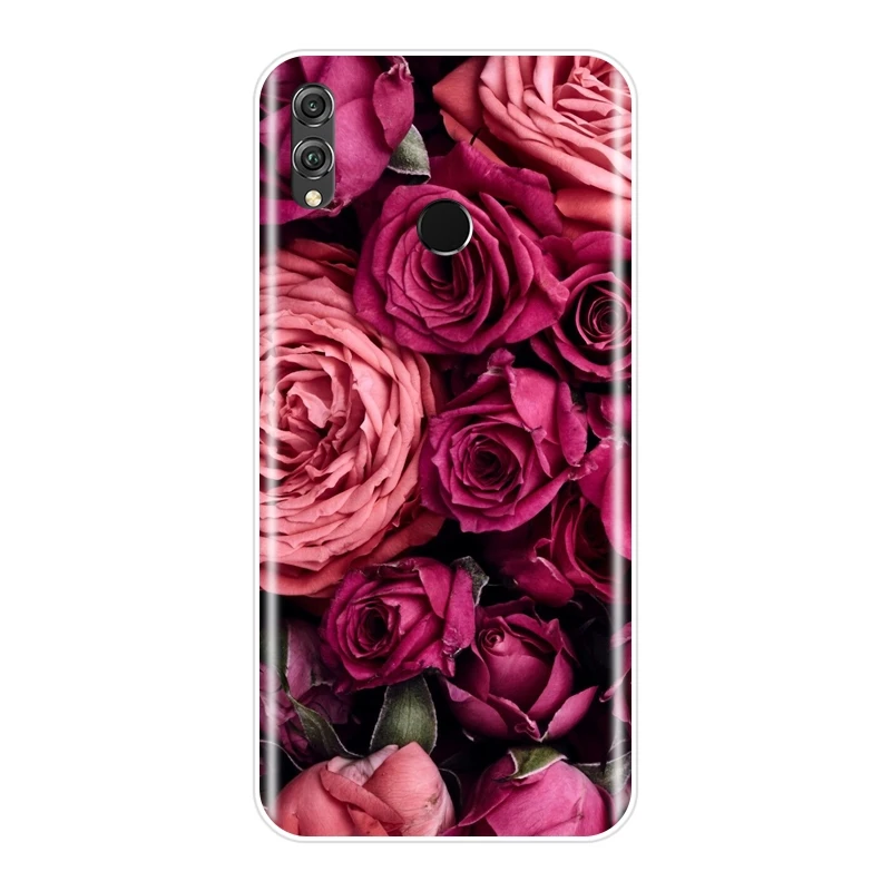 Мягкий силиконовый чехол с цветами для телефона Huawei Honor 8X MAX 10 9 8 задняя крышка 7 LITE