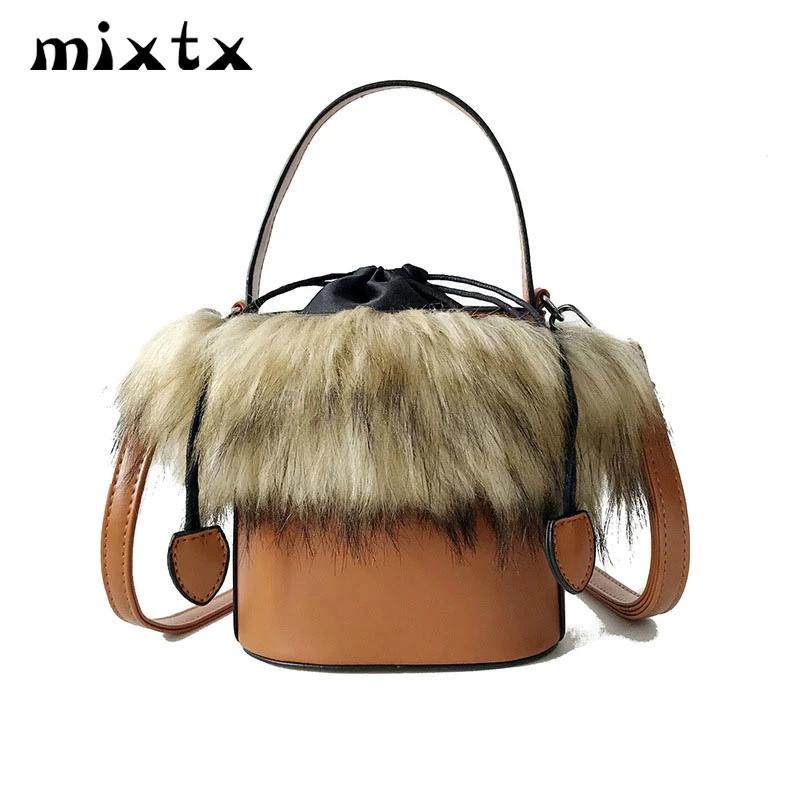 Mixtx 2019 осенняя женская сумка из искусственного меха небольшой круглый пакет