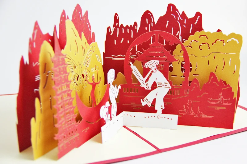 Туристическая карта Guilin/3D kirigami/открытки ручной работы подарок для мужчин