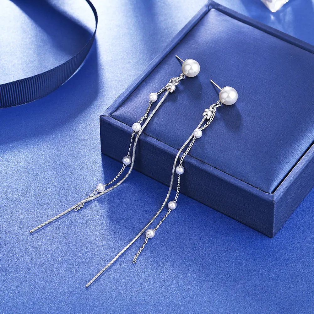 HanCheng модные висячие серьги с жемчугом длинные ювелирные изделия корейские для